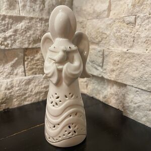 Belleek Living 6” Ivory & Gold Angel Of Peace Figurine Ceramic Tree Topper